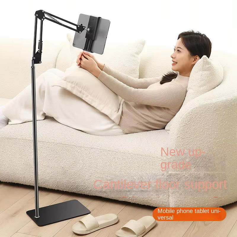 Floor Stand for Cell Phone Mobile and Tablet Holder Metal Extendable Arm Smartphone Ipad Telephone Grip Support for Live Stream