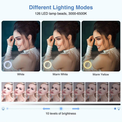 26CM RGB Fill Photography Lighting Phone Ringlight Tripod Stand Photo Led Selfie Remote Control Ring Light Lamp Youtube Live