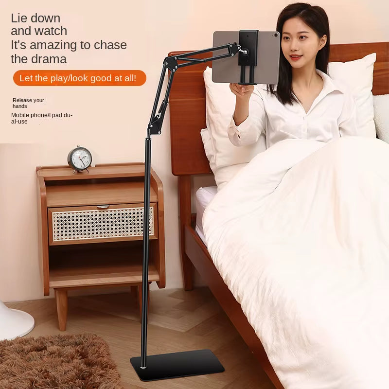 Floor Stand for Cell Phone Mobile and Tablet Holder Metal Extendable Arm Smartphone Ipad Telephone Grip Support for Live Stream