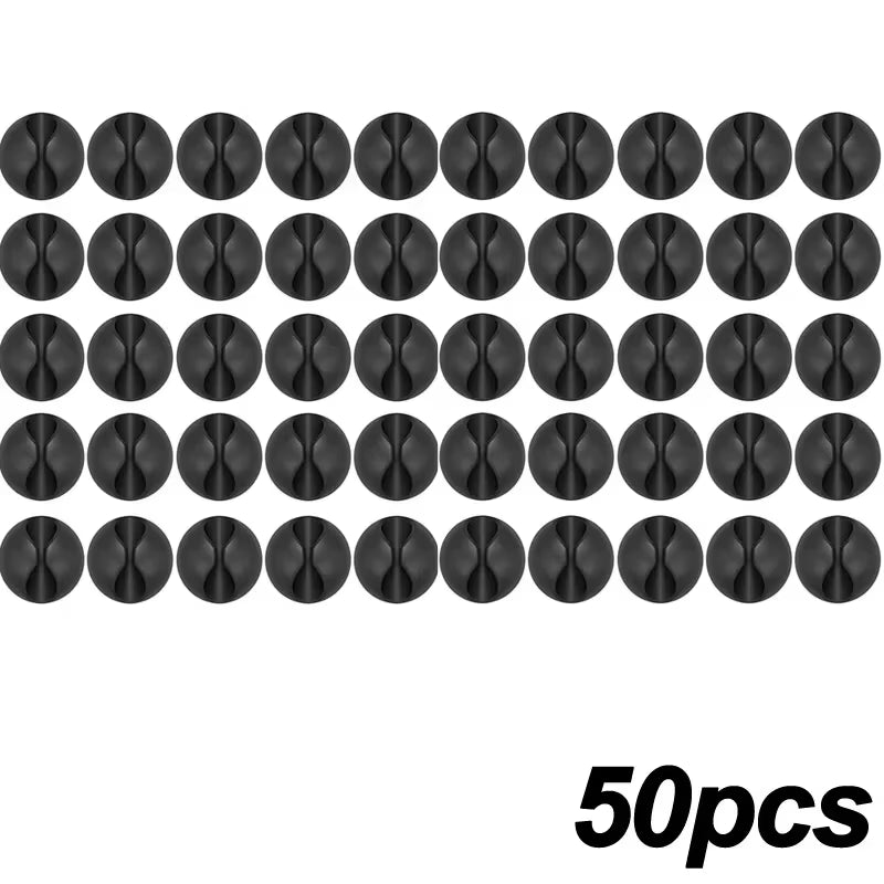 5/50Pcs Mini Cable Winder Organizer USB Charging Cable Clips Desk Tidy Organiser Wire Cord Holder Protectors in Home Office Car