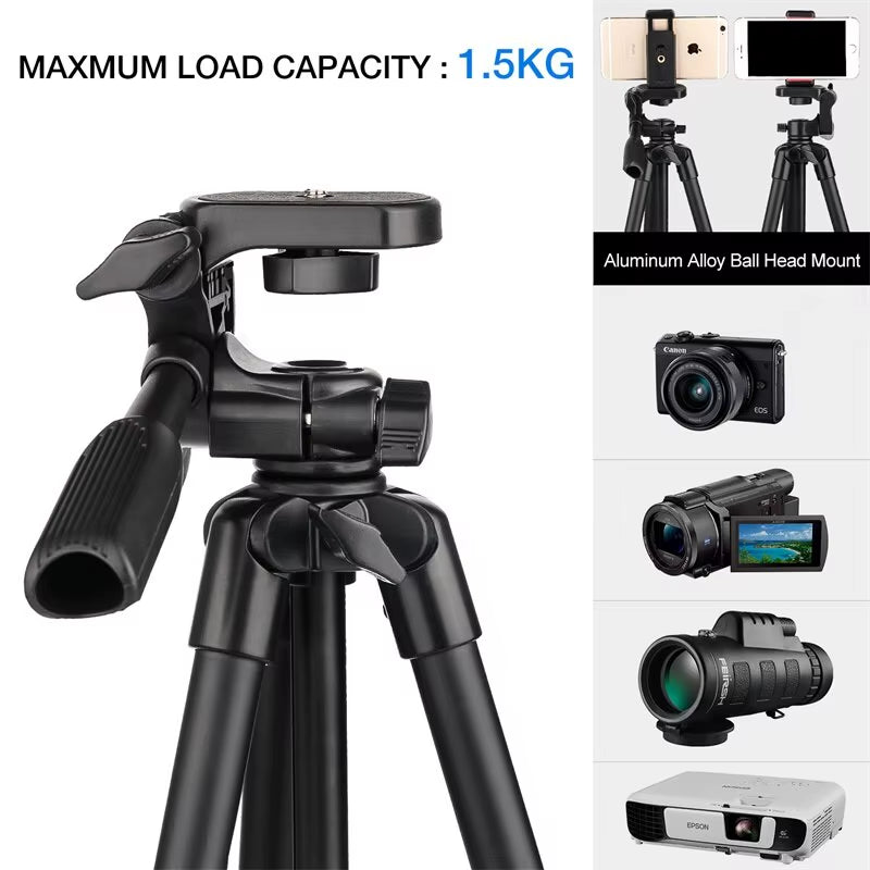 3560 Phone Tripod 140Cm Professional Video Recording Camera Photography Stand for Xiaomi HUAWEI Iphone Gopro with Selfie Remote