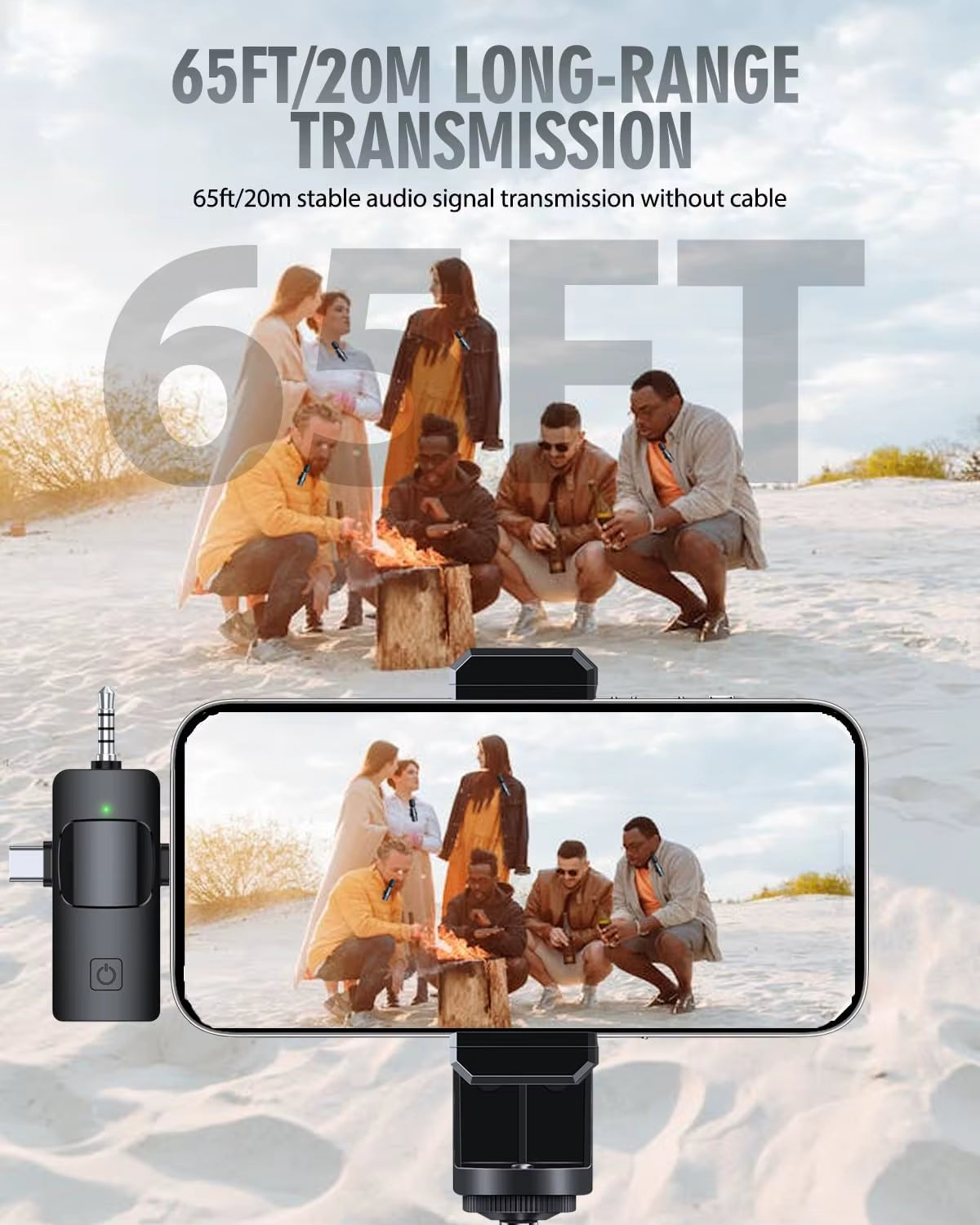 3 in 1 Wireless Microphone for Iphone Android Wireless Lavalier Microphone Noise Canceling Lapel Mic for Interview Video Podcast