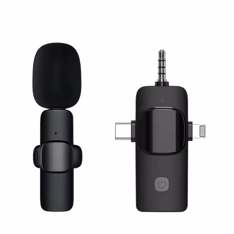 3 in 1 Wireless Microphone for Iphone Android Wireless Lavalier Microphone Noise Canceling Lapel Mic for Interview Video Podcast