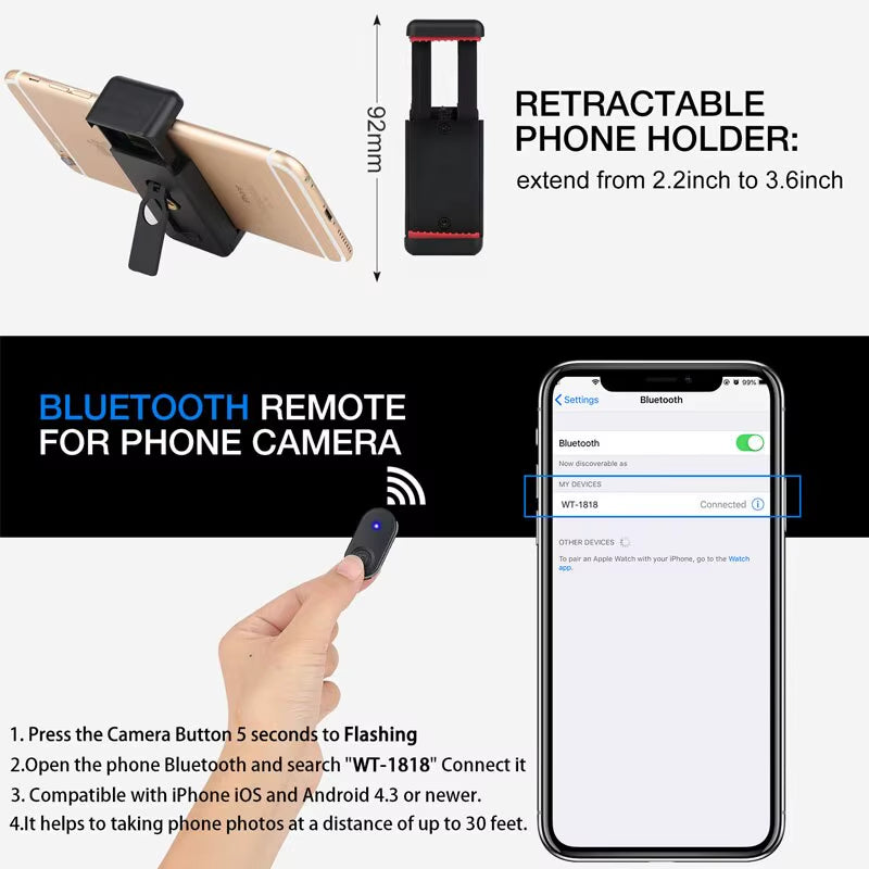 3560 Phone Tripod 140Cm Professional Video Recording Camera Photography Stand for Xiaomi HUAWEI Iphone Gopro with Selfie Remote