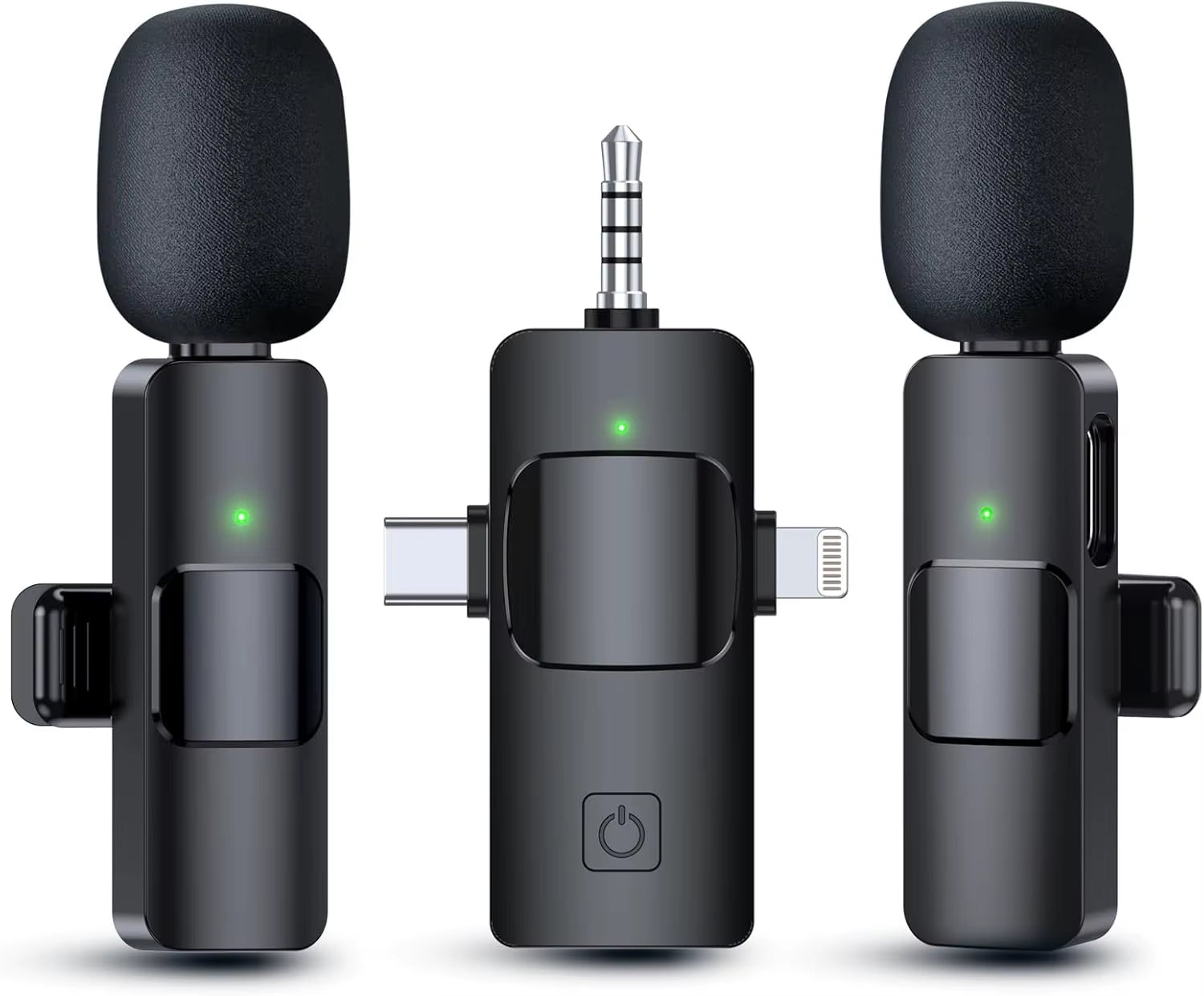 3 in 1 Wireless Microphone for Iphone Android Wireless Lavalier Microphone Noise Canceling Lapel Mic for Interview Video Podcast