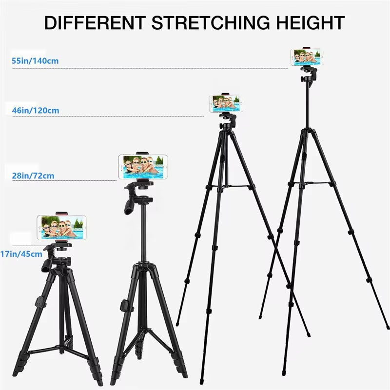 3560 Phone Tripod 140Cm Professional Video Recording Camera Photography Stand for Xiaomi HUAWEI Iphone Gopro with Selfie Remote