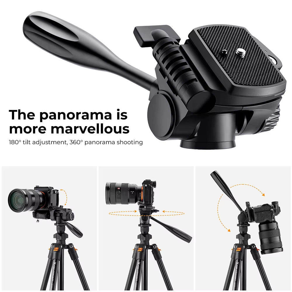 64Inch/162Cm Video Tripod Lightweight Aluminum Tripods for Photography Live Streaming DSLR Camera Phone Holder Stand