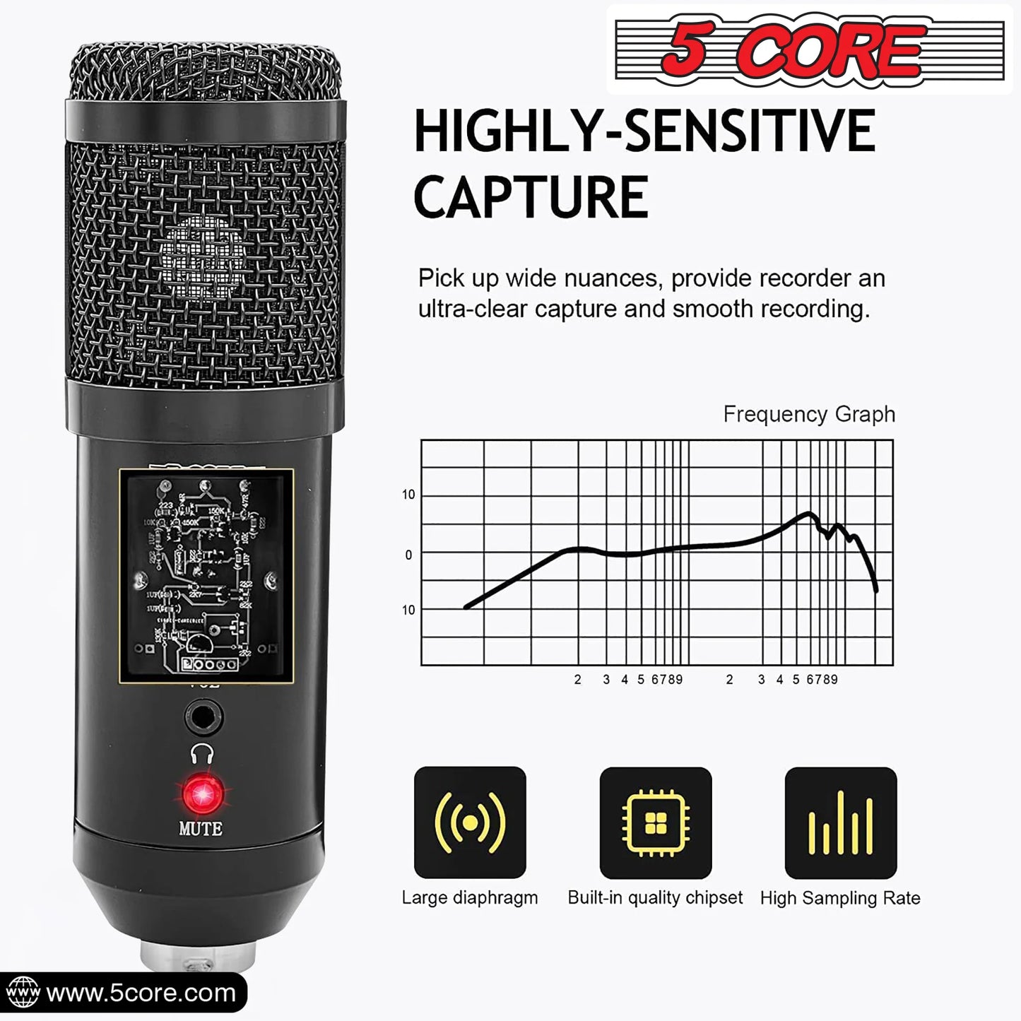 Podcast Microphone Bundle USB Condenser PC Mic Recording Studio Equipment Gaming Streaming