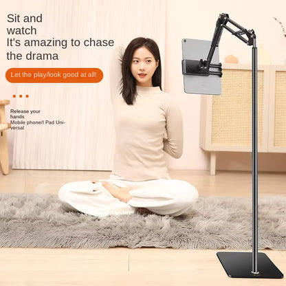 Floor Stand for Cell Phone Mobile and Tablet Holder Metal Extendable Arm Smartphone Ipad Telephone Grip Support for Live Stream