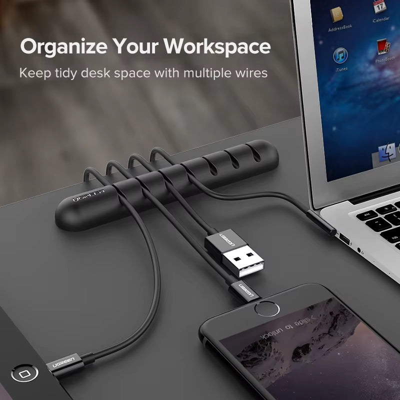 Cable Organizer Silicone USB Cable Winder Flexible Cable Management Clips for Mouse Headphone Earphone Cable Holder