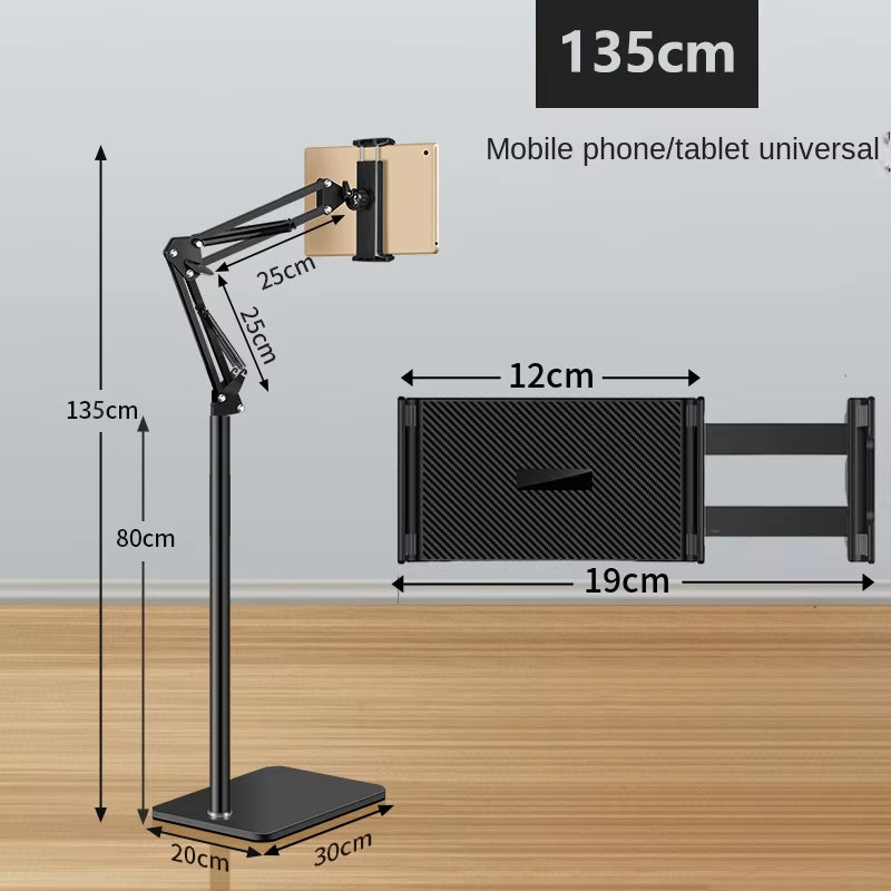 Floor Stand for Cell Phone Mobile and Tablet Holder Metal Extendable Arm Smartphone Ipad Telephone Grip Support for Live Stream
