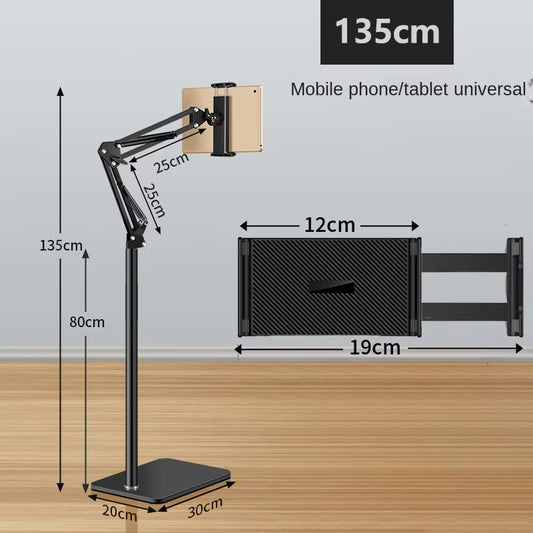 Floor Stand for Cell Phone Mobile and Tablet Holder Metal Extendable Arm Smartphone Ipad Telephone Grip Support for Live Stream