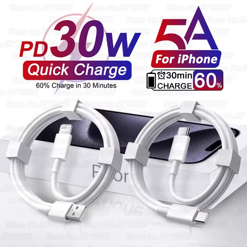 PD 30W USB Cable for Apple Iphone 15 14 13 12 11 Pro Max 7 8 plus XS X XR Fast Charging USB C Cable Charge Date Wire Accessories